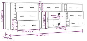 Credenze 3 pz Nere in Legno Multistrato