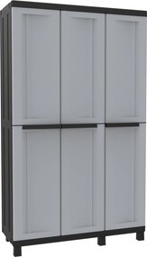 Armadio Portascope Modulare da Esterno 102x39x170 cm 3 Ante 3 Ripiani in Polipropilene Twist Grigio e Nero...