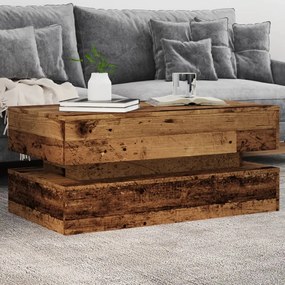 Tavolino Da Salotto Con Luci Led Legno Antico 90x50x40 Cm /