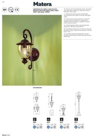 Redo 9632 - Lampadario a sospensione con catena da esterno MATERA 1xE27/42W/230V IP33