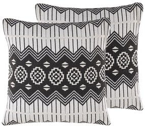 Set di 2 cuscini a motivo geometrico 45 x 45 cm bianco e nero CARDAK Beliani