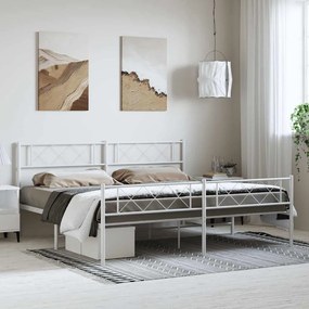 Giroletto Con Testiera E Pediera Metallo Bianco 183x213 Cm /