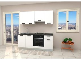 Cucina Lineare 195 Cm Bianca Con Top Antracite Mod. Silvia