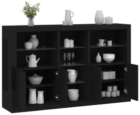 Credenza con Luci LED Nera 162x37x100 cm