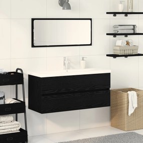 Mobile lavabo  con bacino integrato rovere nero legno ingegnerizzato, mobile lavabo  rovere nero 90x38.5x45 cm legno ingegnerizzato