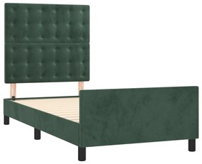 Giroletto con testiera verde scuro 80x200 cm in velluto