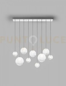 Puppet sospensione l9 bianco sfumato cromo lucido 9 luci attacco g9