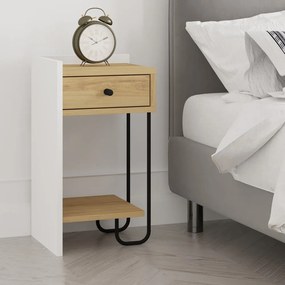 Comodino in rovere bianco/naturale con mensole Mercure - Marckeric