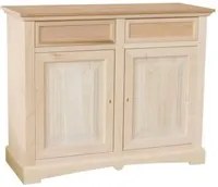 Credenza 2 porte 2 cassetti legno grezzo 117x46x96 - Mobili 2G