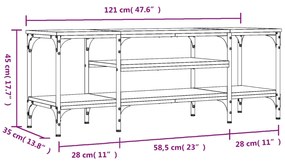 Mobile TV Rovere Marrone 121x35x45 cm Legno Multistrato e Ferro