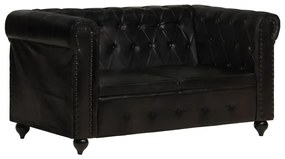 Divano chesterfield a 2 posti nero in vera pelle