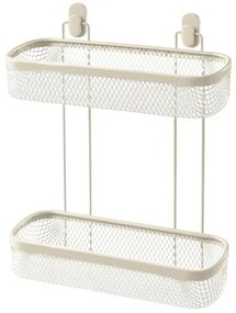 Mensola bagno rettangolare crema in acciaio con 2 ripiani – Taki