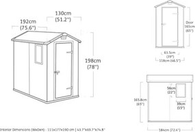 Casetta Da Giardino In Resina 130x192x198H Cm Manor 4x6 Beige Keter Con Finestra