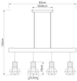 Globo 54017-4H3 - Lampadario a sospensione con filo PRISKA 4xE27/40W/230V