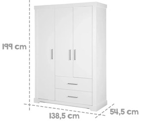 Armadio bianco per bambini 139x199 cm Maxi - Roba