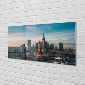 Rivestimento parete cucina Panorama di alba dei grattacieli di Varsavia 100x50 cm