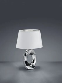 Lampada tavolo taba ceramica argento con paralume bianco e argento ...