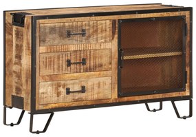 Credenza 100x31x60 Cm İn Legno Massello Di Mango Grezzo /