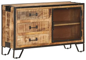 Credenza 100x31x60 Cm İn Legno Massello Di Mango Grezzo /