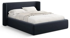 Letto matrimoniale imbottito blu scuro con contenitore con rete inclusa 200x200 cm Jason – Windsor &amp; Co Sofas