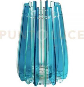 Vaso grande iride in vetro trasparente e cristallo acrilico colore blu