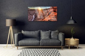 Quadro vetro Paesaggio del deserto del sole 100x50 cm
