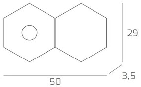 Plafoniera Moderna 2 Moduli Hexagon Metallo Foglia Argento 1 Luce Led 12W