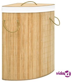 vidaXL Cesto Portabiancheria Angolare in Bambù 60 L