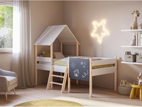 Letto per bambini rialzato in legno di pino bianco 90x190 cm Mint - Marckeric