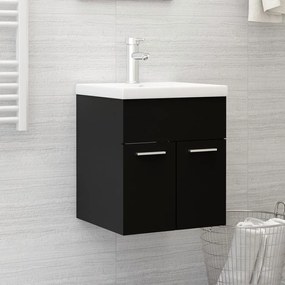 Mobile Da Bagno Con Lavabo Integrato Nero İn Truciolato /