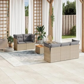 Set divano da giardino 6 pz con cuscini beige in polyrattan