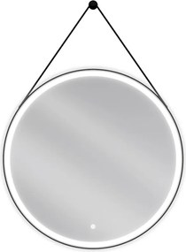 Mexen Reni specchio da bagno illuminato, rotondo 80 cm, LED 6000K, antiappannamento, cornice nera - 9812-080-080-611-70