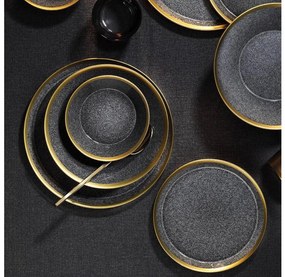 Set da tavola 8 pezzi nero/oro/porcellana