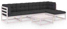 Set divani da giardino 6 pz con cuscini legno massello di pino