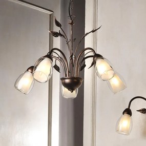 Lampadario Country charm LILIANA 5xE14 COL. NERO / ORO ROSSO nero paralume nero 5x E14