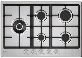 CHG7WL4WTX Piano cottura a gas 5 fornelli acciaio inox da incasso 74.5 cm - Candy