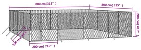 Cuccia per cani da esterno argento 8x8x2 m in acciaio zincato