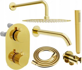 Mexen Kai DR70 set vasca-doccia a incasso con soffione da 30 cm, oro - 77602DR70301-50
