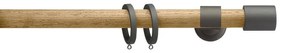 Kit bastone per tenda  Industrial in legno verniciato beige e nero Ø 35 mm L 300 cm