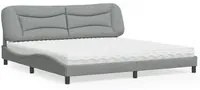 Letto con Materasso Grigio Chiaro 200x200 cm in Tessuto 3208555