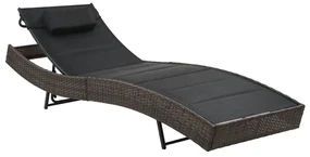 Lettino Prendisole İn Polyrattan E Textilene Marrone /