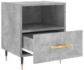 Comodino Grigio Cemento 40x35x47,5 cm in Legno Multistrato