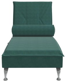Chaise longue massaggi con capezzale verde scuro in velluto