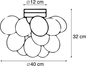 Plafoniera intelligente nera con vetro ambrato incl. 4 WiFi G9 - Uvas