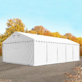 TOOLPORT 5x10 m tenda capannone, altezza 2,6m, PVC 800, telaio perimetrale, bianco, con statica (sottofondo in cemento) - (68518)