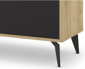 Cassettiera bassa in rovere decorato in nero-naturale 140x79 cm Nola - Marckeric