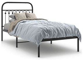 Giroletto Con Testiera İn Metallo Nero 90x190 Cm /