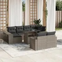 Set Divani da Giardino 11 pz con Cuscini in Polyrattan Grigio 3274585