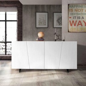 Credenza in legno abete bianco spazzolato piedi in metallo 180 x 50