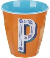 Bicchiere melammina arancio lettera P 280 ml Maiolika